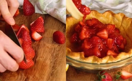 Prepare Fresh Strawberries & Fill the Pie Crusts