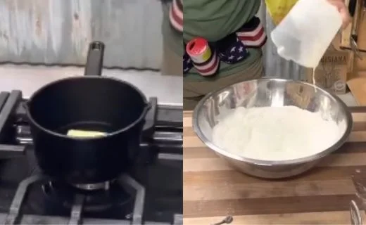 Preheat and Prep Your Pan & Make the Cobbler Batter