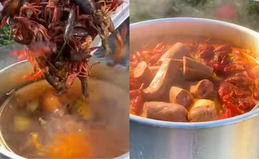 Add the Crawfish & Finish with Sausage and Vegetables