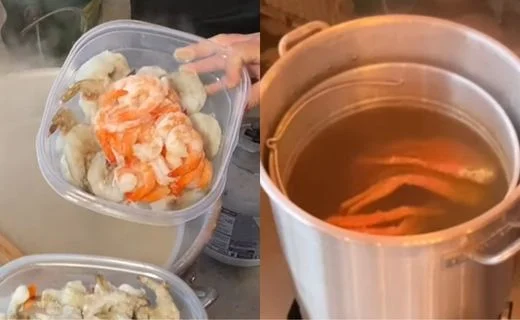 Add the Frozen Alaskan King Crab Legs then Monitor Temperature & Add Ice