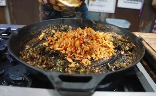 Deglaze with lemon juice & Add Crawfish and Stock