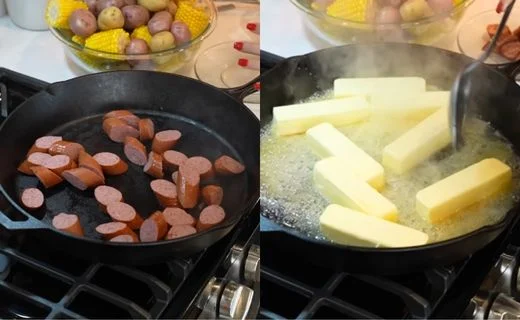 Cook the Sausage and Create the Signature Butter Sauce