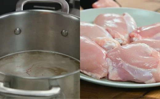 Infuse the Saffron Stock & Season the Chicken