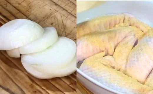 Prepare the Onion & Arrange the Turkey Wings