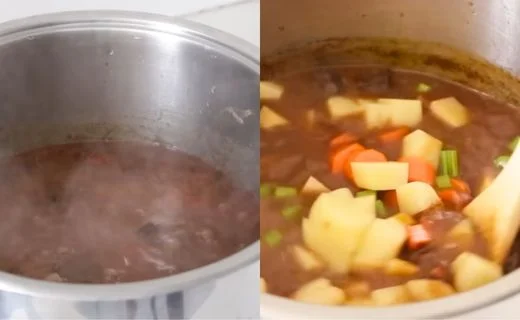 Slow Cook the Stew & Add the Vegetables