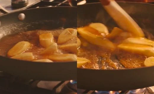 Add the Bananas & Add the Apple-Molasses Mix